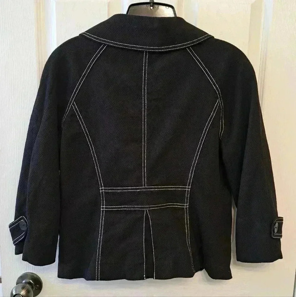 ❤️ Joe Fresh Black Blazer Jacket with White  Stitching Size 6 - Picture 7 of 9